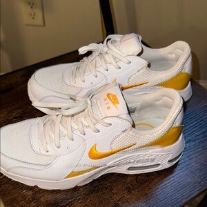 Nike Air Max White and Gold Sneakers